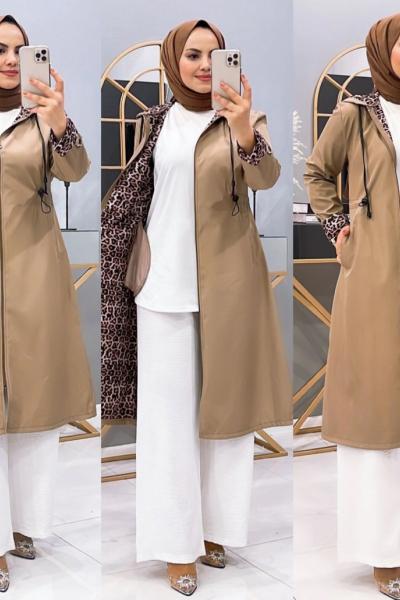 Kap Bondik Leopar Elif Krem