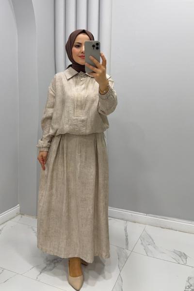 Takım etekli Rabia Krem