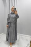 Takım etekli Rabia Gri