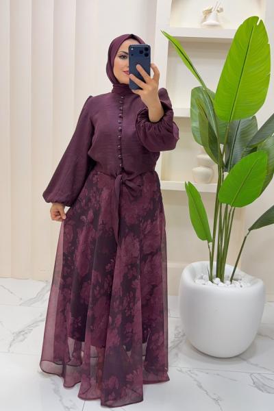 Takım Etekli Beyza Mürdüm