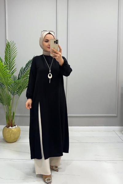 Takım İkili Kum Krep Selvim Siyah