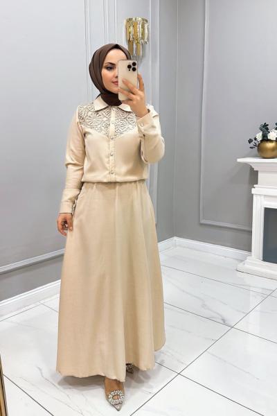 Takım Sema Etekli Krem