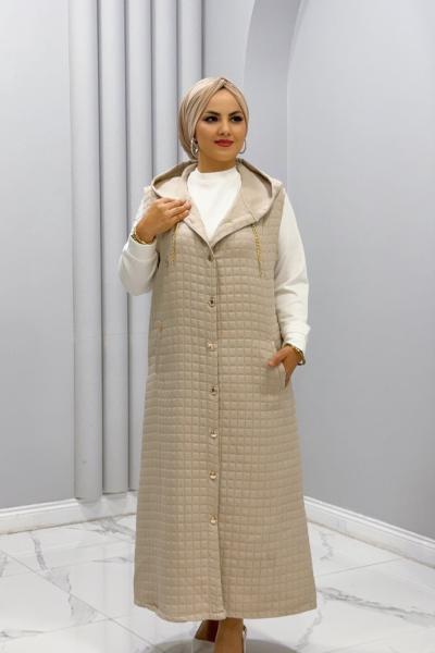 Yelek Kapitone Ceyda Krem