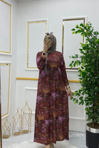 Batık elbise Bordo