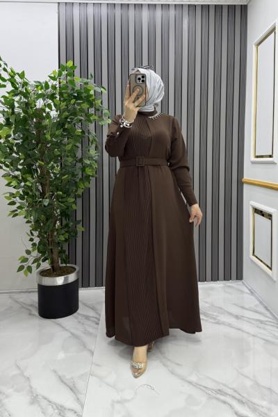 Mısra elbise Kahverengi