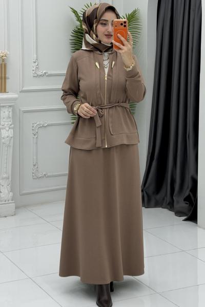 Çağla Etek Takım Sütlü Kahve