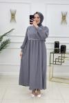 BİNNAZ MÜSLİN ELBİSE-ANTRASİT