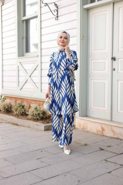 ÇİÇEK VİSKON TAKIM-MAVİ