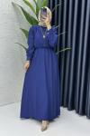 Lacivert Vera Tesettür Elbise