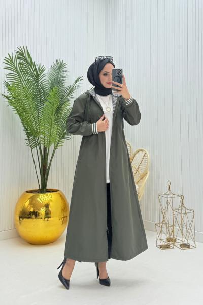 Bade Tesettür Trenç Haki Yeşili Haki