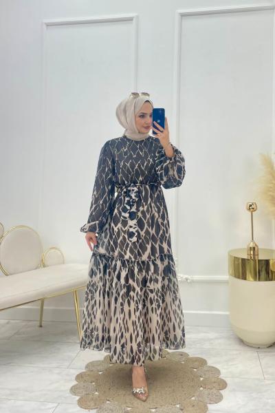 Bahar Tesettür Elbise Siyah Siyah