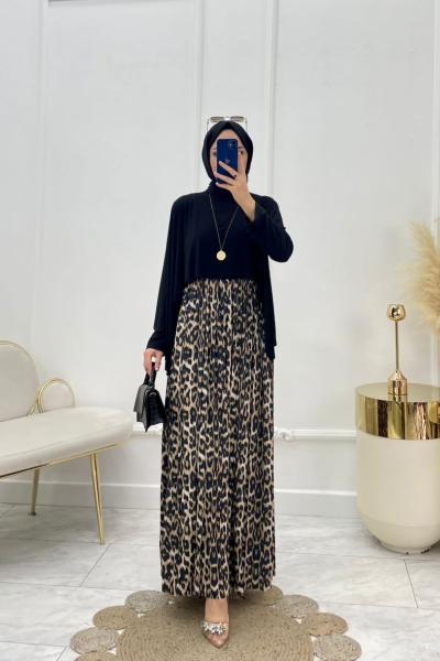 Bella Tesettür Elbise Siyah Siyah