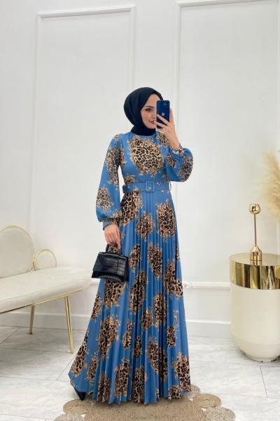 Beril Tesettür Elbise Mavi Mavi