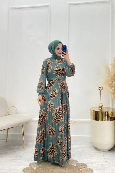 Beril Tesettür Elbise Yeşil Yeşil