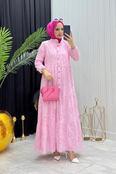 Beyza Elbise Pembe Pembe