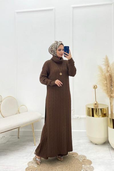 Beyza Tesettür Takım Kahverengi Kahverengi