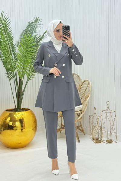 Blazer Ceket Takım Gri Gri
