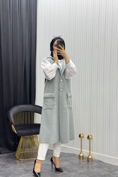 Buklet Yelek Gri Gri