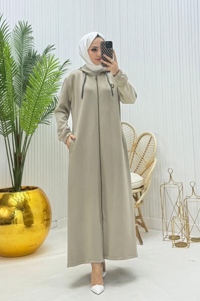Büyük Beden Tesettür Ferace Taş Taş
