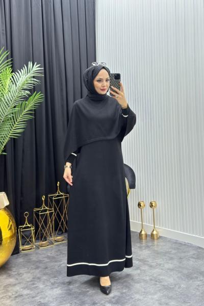 Canan Pelerin Elbise Siyah Siyah