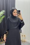 Canan Pelerin Elbise Siyah Siyah