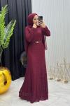 Dantelli Elbise Bordo Bordo