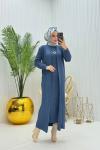 Eda Tesettür Takım İndigo  İndigo