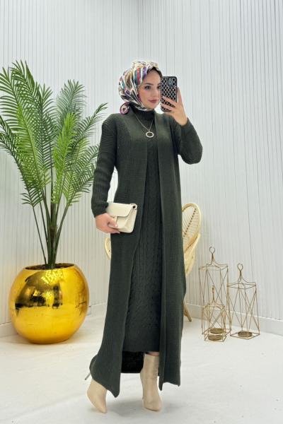 Eda Tesettür Takım Haki Yeşili Haki