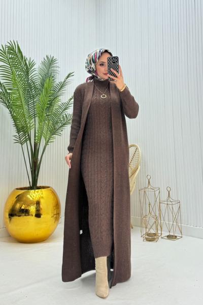 Eda Tesettür Takım Kahverengi Kahverengi