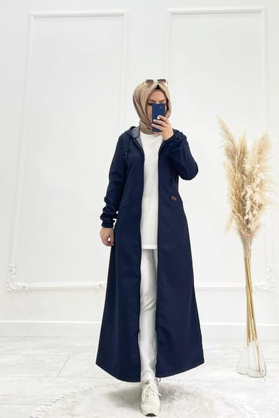 Ela Tesettür Trenç Lacivert Lacivertt