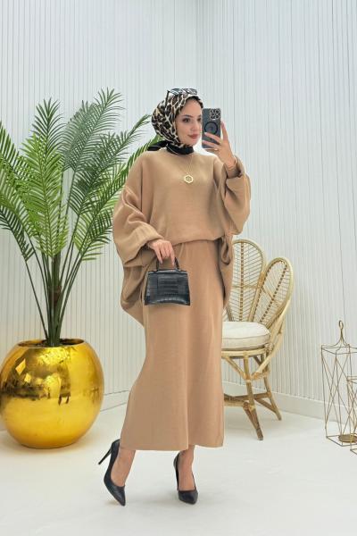 Eva Tesettür Takım Vizon  Vizon