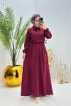 Eylül Tesettür Elbise Bordo Bordo