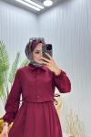 Eylül Tesettür Elbise Bordo Bordo
