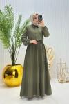 Eylül Tesettür Elbise Haki