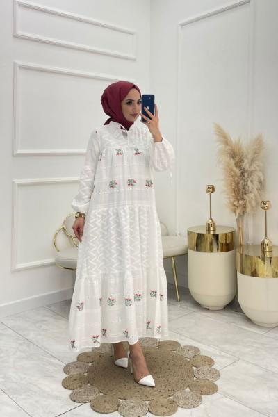 Ezgi Tesettür Elbise Kırmızı Kırmızı