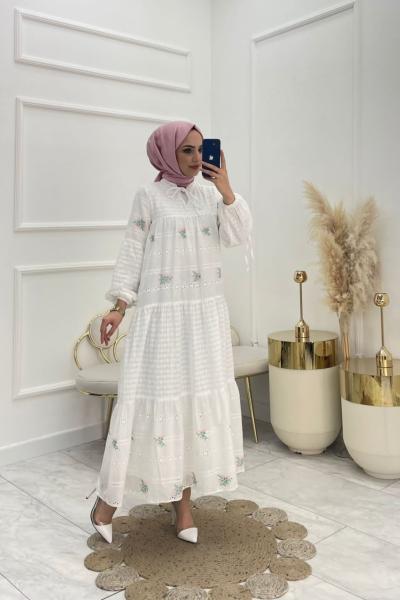 Ezgi Tesettür Elbise Pembe Pembe