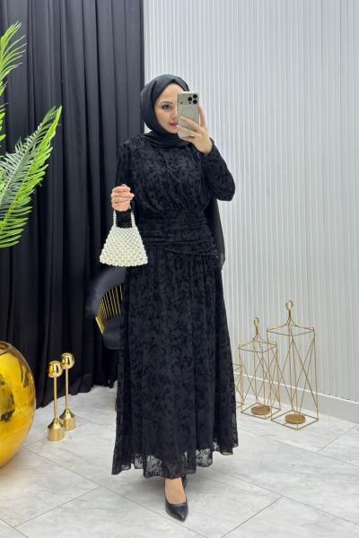 Flog Elbise Siyah Siyah