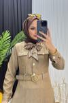 Fular Detay Elbise Camel Camel