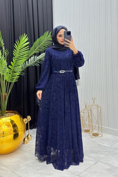 Gonca Dantel Elbise Lacivert Lacivert