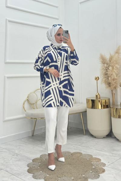 Görkem Tesettür Gömlek Lacivert Lacivert