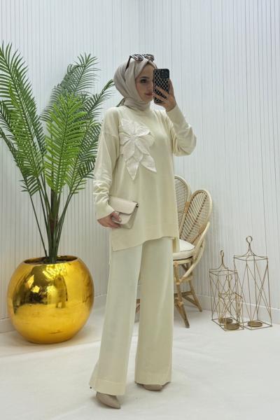 Gül Detay Tesettür Takım Taş Taş