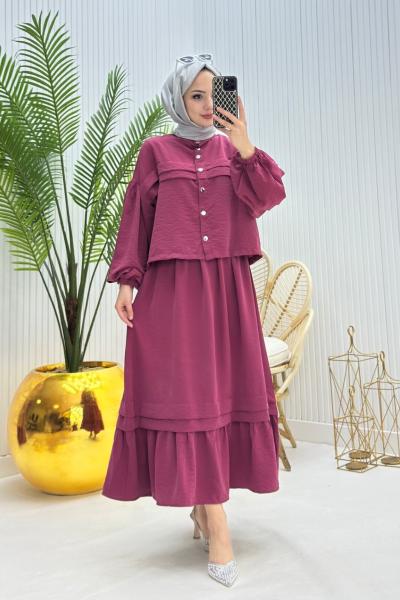 Harika Tesettür Takım Mürdüm  Mürdüm