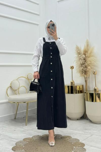 İnci Tesettür Salopet Siyah Siyah