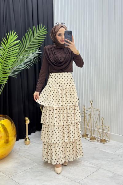 Kat kat Puantiyeli Takım Krem Krem