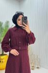 Kaz Ayağı Tesettür Takım Bordo  Bordo