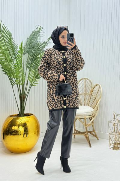 Leopar Tesettür Hırka Leopar