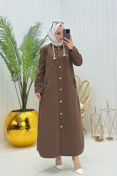 Mahinur Tesettür Kot Kap Kahverengi  Kahverengi