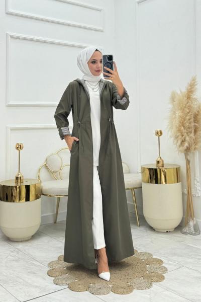 Melisa Tesettür Trenç Trenç Haki Yeşili Haki