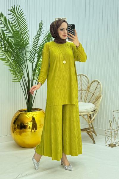 Merve Tesettür Takım Yağ Yeşili Yağ Yeşili