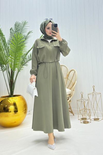 Mini Tesettür Takım Haki Yeşili Haki